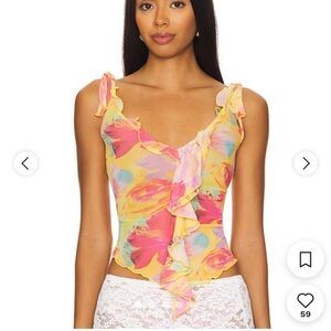 Floral Ruffle V-Neck Top